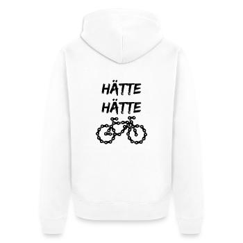Hätte Hätte Fahrradkette - Unisex Premium Bio Zip Hoodie - Weiß - Hinten - Thijin (182cm)
