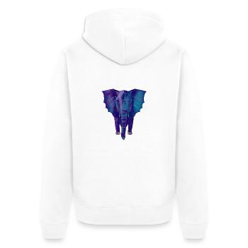 Geometric Blue Elephant - Unisex Premium Organic Zip Hoodie - white - Back - Thijin (182cm)