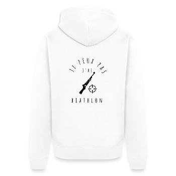 biathlon - Je peux pas, j'ai biathlon - Veste à capuche bio Premium Unisexe - blanc - Dos - Thijin (182cm)