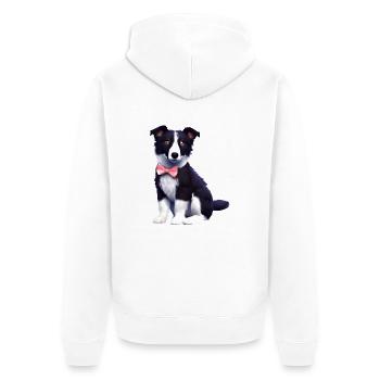 Border Collie Hundehalter Hunde Hundeliebhaber - Unisex Premium Bio Zip Hoodie - Weiß - Hinten - Thijin (182cm)