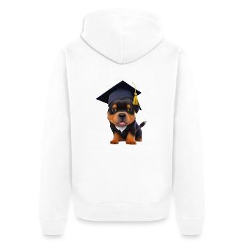 Bachelor Rottweiler Graduation Study Dogs - Unisex Premium Organic Zip Hoodie - white - Back - Thijin (182cm)