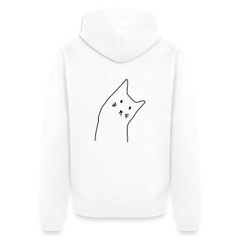 Cute Cat Cat Lover - Unisex Premium Organic Zip Hoodie - white - Back - Thijin (182cm)