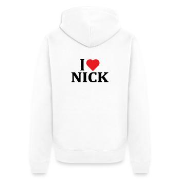 T-Shirt Ich liebe Nick T-Shirt Geschenkidee - Unisex Premium Bio Zip Hoodie - Weiß - Hinten - Thijin (182cm)
