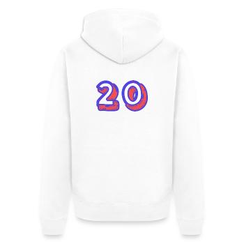20. 20 ANS. 20e ANNIVERSAIRE. ANNIVERSAIRE 20 ANS. - Veste à capuche bio Premium Unisexe - blanc - Dos - Thijin (182cm)