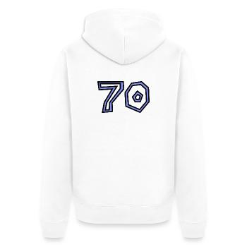 70. 70 ANS. 70e ANNIVERSAIRE. ANNIVERSAIRE 70 ANS. - Veste à capuche bio Premium Unisexe - blanc - Dos - Thijin (182cm)