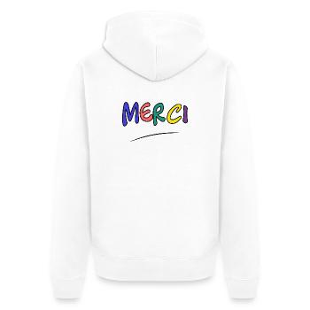 MERCI. MAÎTRESSE. MAÎTRE. MERCI MAÎTRESSE - Veste à capuche bio Premium Unisexe - blanc - Dos - Thijin (182cm)