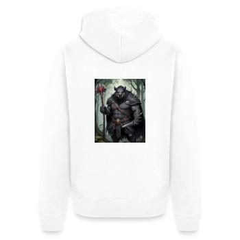 Ein monströses Ungetüm, ein Eisbär als Fantasie - Unisex Premium Bio Zip Hoodie - Weiß - Hinten - Thijin (182cm)
