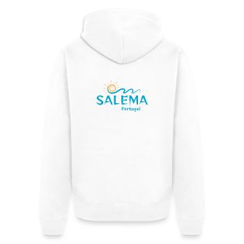 Salema Portugal-Illustration de vague côtière - Veste à capuche bio Premium Unisexe - blanc - Dos - Thijin (182cm)