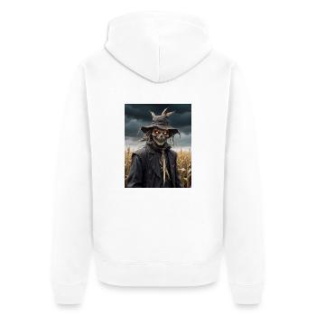 Vogelscheuche auf einem Feld dunkler Horror gruselig Halloween - Unisex Premium Bio Zip Hoodie - Weiß - Hinten - Thijin (182cm)