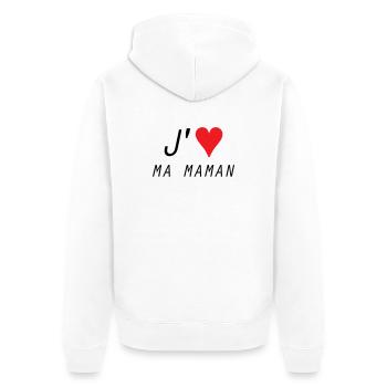 J'aime ma maman - Fête des Mères - Veste à capuche bio Premium Unisexe - blanc - Dos - Thijin (182cm)