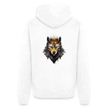 Wolf Animal Crown - Unisex Premium Organic Zip Hoodie - white - Back - Thijin (182cm)