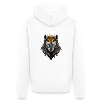 Wolf Animal Crown - Unisex Premium Organic Zip Hoodie - white - Back - Thijin (182cm)