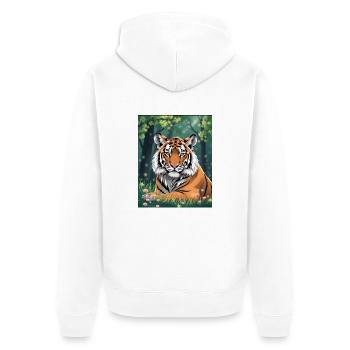 Tigre Majestueux - Veste à capuche bio Premium Unisexe - blanc - Dos - Thijin (182cm)