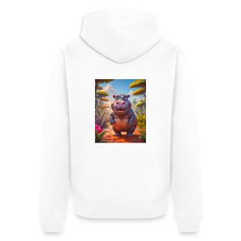 animaux africains super mignons – Hippopotame - Veste à capuche bio Premium Unisexe - blanc - Dos - Thijin (182cm)