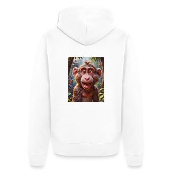 Animaux africains super mignons – Babouin - Veste à capuche bio Premium Unisexe - blanc - Dos - Thijin (182cm)