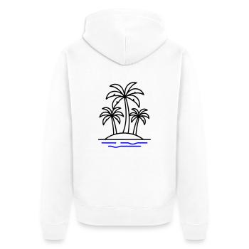 Palmen Insel Urlaub - Unisex Premium Bio Zip Hoodie - Weiß - Hinten - Thijin (182cm)