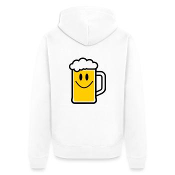 Bier-Gesicht - Unisex Premium Bio Zip Hoodie - Weiß - Hinten - Thijin (182cm)
