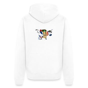 BAVARIAN UNICORN - Pfadfinder - Unisex Premium Bio Zip Hoodie - Weiß - Hinten - Thijin (182cm)