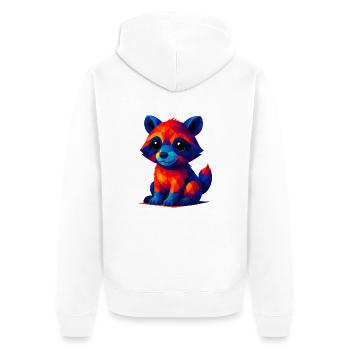 WPAP Polygon Kawaii Stil Tiere Baby Waschbär - Unisex Premium Bio Zip Hoodie - Weiß - Hinten - Thijin (182cm)
