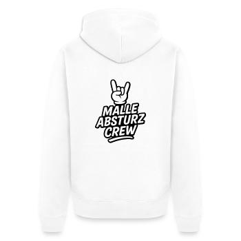 Malle Absturz Crew - Unisex Premium Bio Zip Hoodie - Weiß - Hinten - Thijin (182cm)