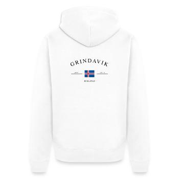 Grindavík Island – Holiday Souvenir & Gift - Unisex Premium Organic Zip Hoodie - white - Back - Thijin (182cm)