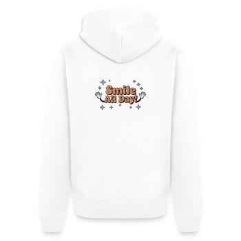 Typographie inspirante de jour joyeux - Veste à capuche bio Premium Unisexe - blanc - Dos - Thijin (182cm)