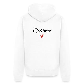 Marraine coeur idée cadeau - Veste à capuche bio Premium Unisexe - blanc - Dos - Thijin (182cm)