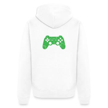 Controller-Gaming - Unisex Premium Bio Zip Hoodie - Weiß - Hinten - Thijin (182cm)