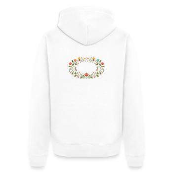 Cadre floral printanier avec fleurs - Veste à capuche bio Premium Unisexe - blanc - Dos - Thijin (182cm)