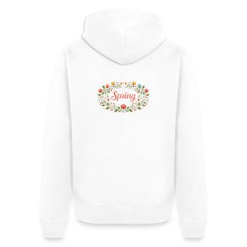 Spring lettering in floral spring wreath - Unisex Premium Organic Zip Hoodie - white - Back - Thijin (182cm)