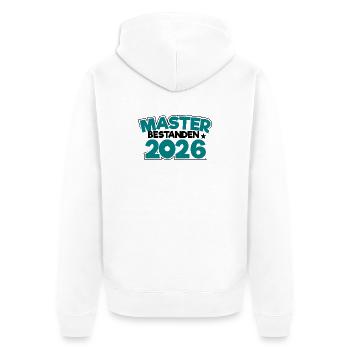 Master 2026 Abschluss Promotion Sponsion - Unisex Premium Bio Zip Hoodie - Weiß - Hinten - Thijin (182cm)
