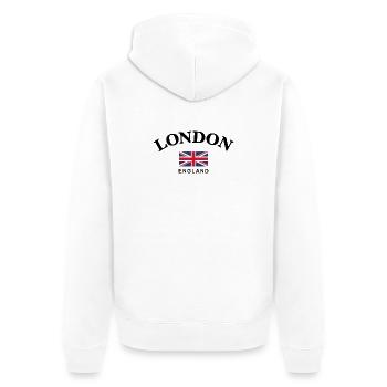 London, England - Unisex Premium Organic Zip Hoodie - white - Back - Thijin (182cm)