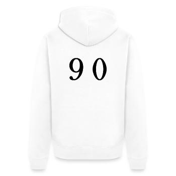 90. 90 ANS. 90e ANNIVERSAIRE. ANNIVERSAIRE 90 ANS. - Veste à capuche bio Premium Unisexe - blanc - Dos - Thijin (182cm)