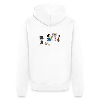 COMIC KWAS - Unisex Premium Bio Zip Hoodie - Weiß - Hinten - Thijin (182cm)