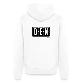 Denver DEN, City Souvenir Hoodie, T-Shirt, Tasse - Unisex Premium Bio Zip Hoodie - Weiß - Hinten - Thijin (182cm)