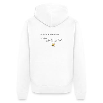 LIEBEVOLL Morgenroutine Tee - Unisex Premium Bio Zip Hoodie - Weiß - Hinten - Thijin (182cm)