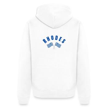 Drapeaux grecs de Rhodes croisés - Veste à capuche bio Premium Unisexe - blanc - Dos - Thijin (182cm)