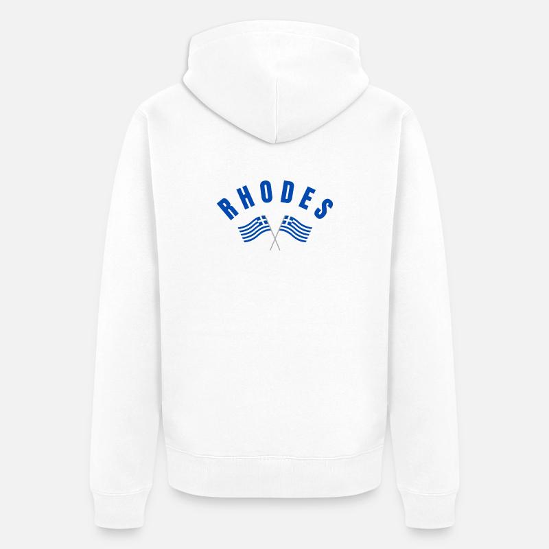 Drapeaux grecs de Rhodes croisés - Veste à capuche bio Premium Unisexe - blanc
