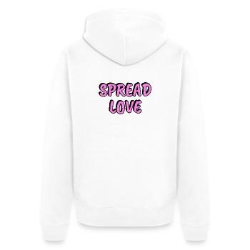 Liebe verbreiten — Pink - Unisex Premium Bio Zip Hoodie - Weiß - Hinten - Thijin (182cm)