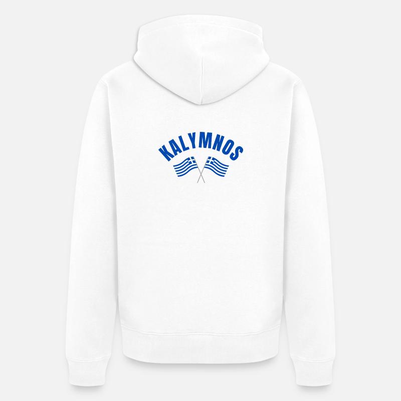 Drapeaux grecs de Kalymnos - Veste à capuche bio Premium Unisexe - blanc