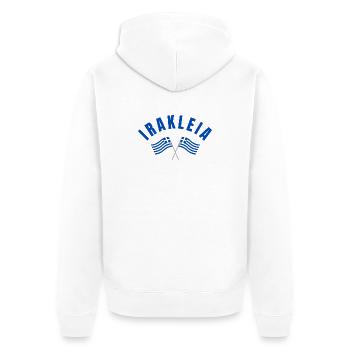 Irakleia Griechische Flaggen-Kreuzungsemblem - Unisex Premium Bio Zip Hoodie - Weiß - Hinten - Thijin (182cm)