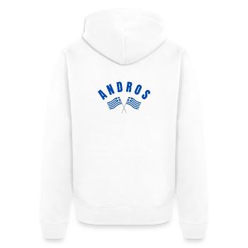 Andros kreuzte griechische Flaggen - Unisex Premium Bio Zip Hoodie - Weiß - Hinten - Thijin (182cm)