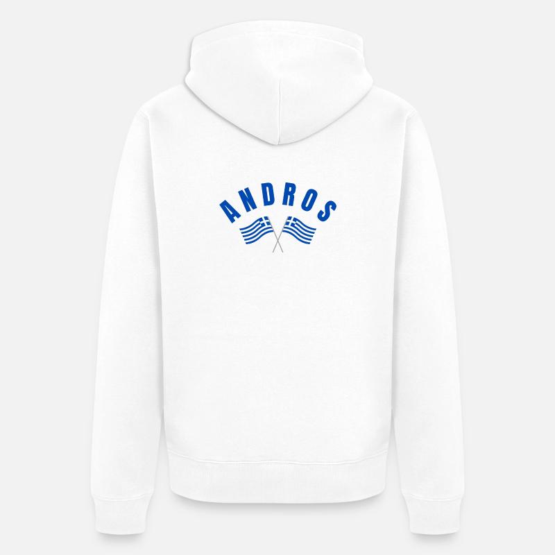 Andros a traversé les drapeaux grecs - Veste à capuche bio Premium Unisexe - blanc