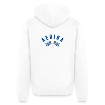 Aegina Crossed  Greek Flags  - Unisex Premium Organic Zip Hoodie - white - Back - Thijin (182cm)