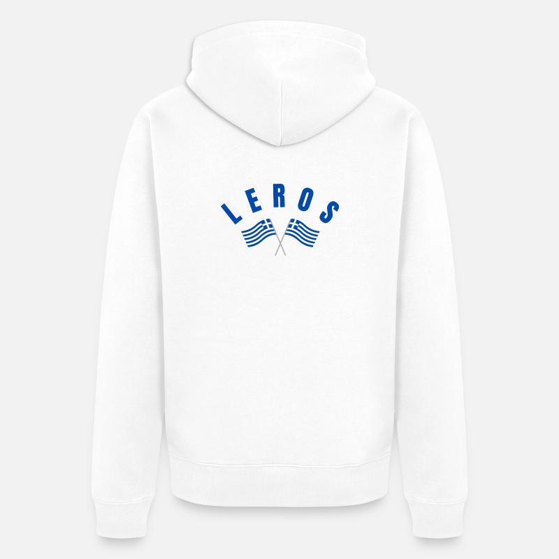 Drapeaux grecs de Leros - Veste à capuche bio Premium Unisexe - blanc
