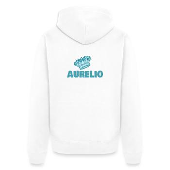 Geschenk für Aurelio - Unisex Premium Bio Zip Hoodie - Weiß - Hinten - Thijin (182cm)