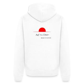 Auf oder Unter - Unisex Premium Bio Zip Hoodie - Weiß - Hinten - Thijin (182cm)