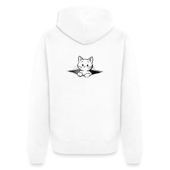 Kitten in a pouch illustration - Unisex Premium Organic Zip Hoodie - white - Back - Thijin (182cm)