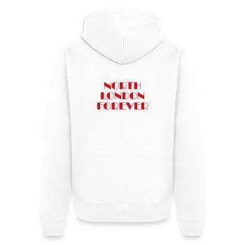 Nord-London für immer - Unisex Premium Bio Zip Hoodie - Weiß - Hinten - Thijin (182cm)