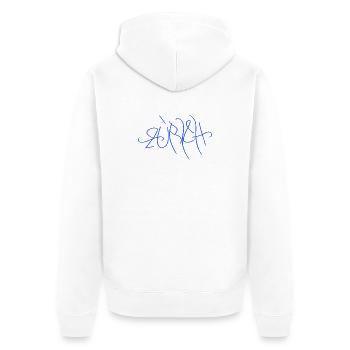 Das ultimative Zürich T-Shirt - Unisex Premium Bio Zip Hoodie - Weiß - Hinten - Thijin (182cm)
